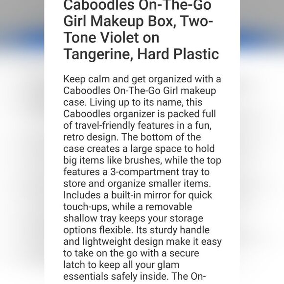 Caboodles On-The-Go Makeup Storage Box- Violet/Tangerine - Picture 6 of 13